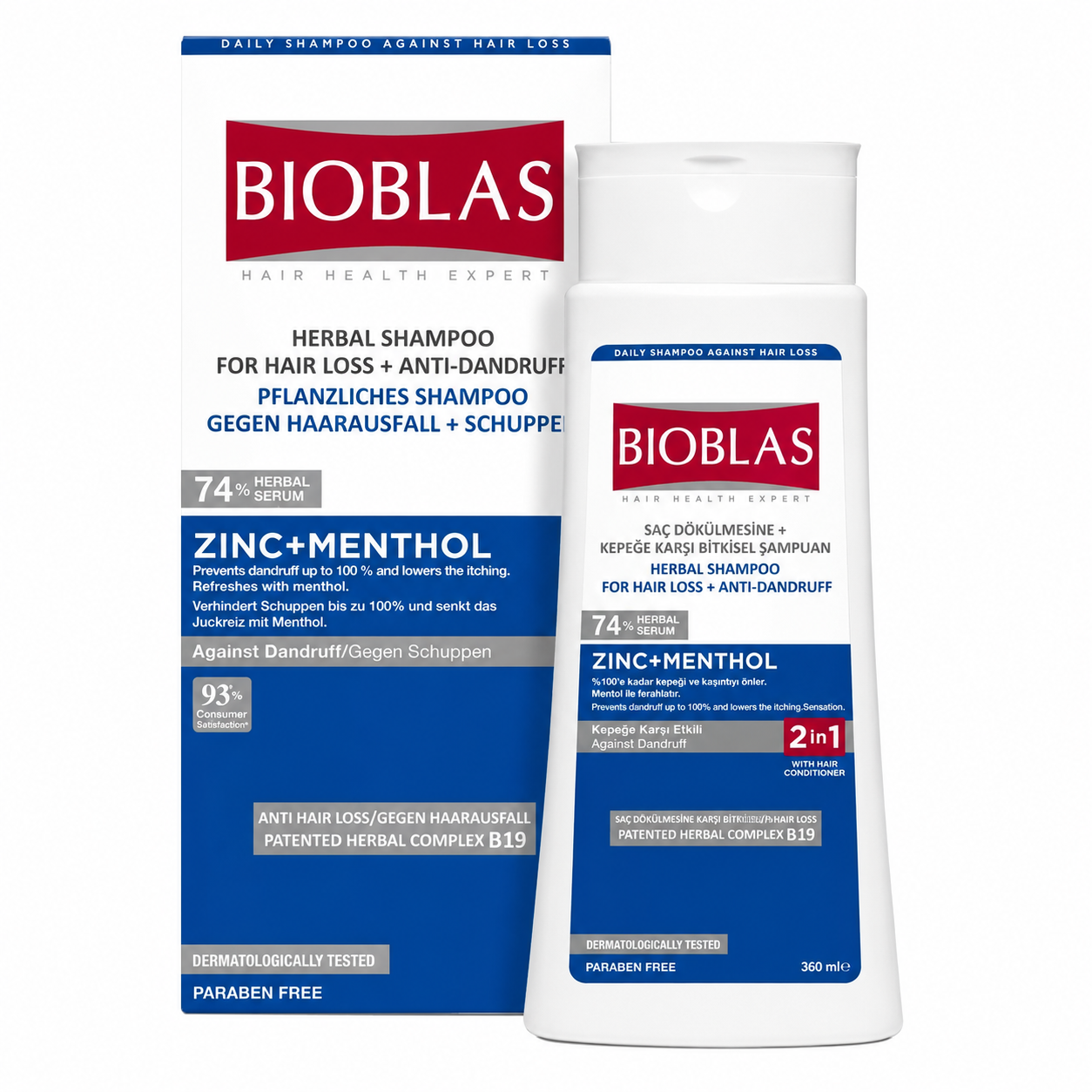 Bioblas Zinc&Menthol Σαμπουάν Κατά της Τριχόπτωσης και Πιτυρίδας 360 ml