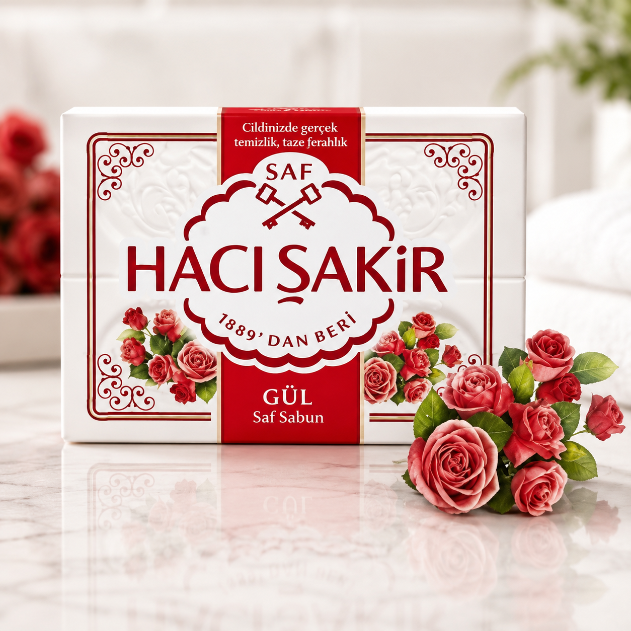 Hacı Şakir Παραδοσιακό Σαπούνι Μπάνιου με Τριαντάφυλλο Gül Kokulu Banyo Sabunu 4 × 150 g | Moral Market 37644