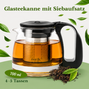 Nordic Schiller Γυάλινη Τσαγιέρα με Φίλτρο Διάφανη 700 ml