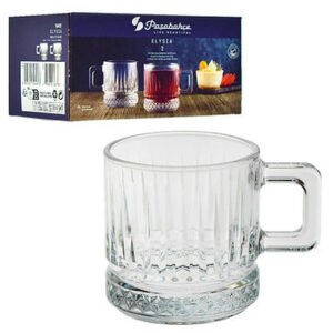 Pasabahce Elysia Σετ Ποτήρι Tσαγιού/Καφέ/Freddo με Χερούλι Γυάλινα Διάφανα 2τμχ