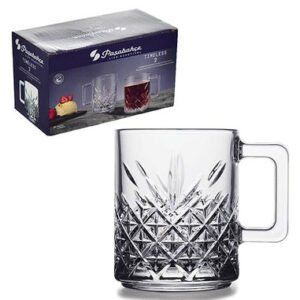 Paşabahçe Timeless Σετ Ποτήρι Tσαγιού/Καφέ με Χερούλι Γυάλινα Διάφανα 2τμχ