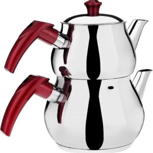 Roland Ανοξείδωτη Μέση Μεγέθη Διπλή Τσαγιέρα σε Ασημί Χρώμα 2450ml